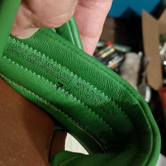 Seychelles Crossband Leather Slide Sandals Green Size 7.5 Made in Italy - Picture 9 of 12